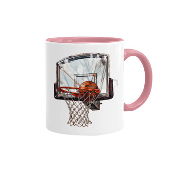 Basketball, Κούπα χρωματιστή ροζ, κεραμική, 330ml