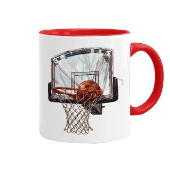 Basketball, Κούπα χρωματιστή κόκκινη, κεραμική, 330ml