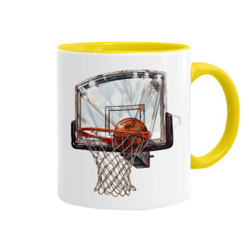 Basketball, Κούπα χρωματιστή κίτρινη, κεραμική, 330ml