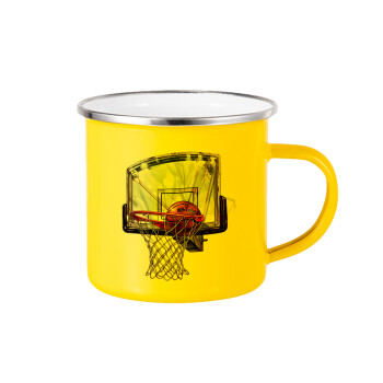 Basketball, Yellow Enamel Metallic Cup 360ml