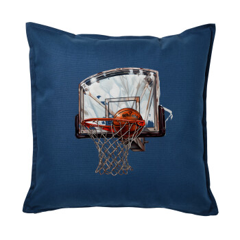 Basketball, Μαξιλάρι καναπέ Μπλε 100% βαμβάκι, περιέχεται το γέμισμα (50x50cm)
