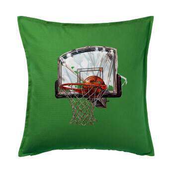 Basketball, Μαξιλάρι καναπέ Πράσινο 100% βαμβάκι, περιέχεται το γέμισμα (50x50cm)