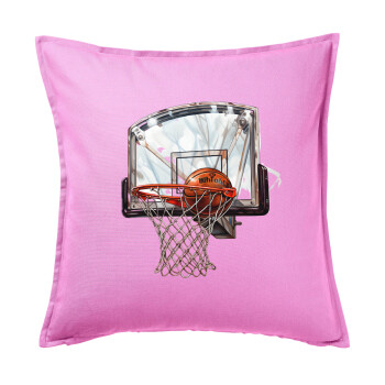 Basketball, Μαξιλάρι καναπέ ΡΟΖ 100% βαμβάκι, περιέχεται το γέμισμα (50x50cm)