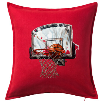 Basketball, Μαξιλάρι καναπέ Κόκκινο 100% βαμβάκι, περιέχεται το γέμισμα (50x50cm)