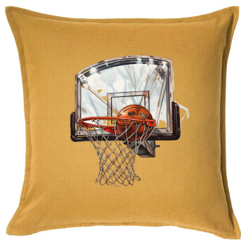 Basketball, Μαξιλάρι καναπέ Κίτρινο 100% βαμβάκι, περιέχεται το γέμισμα (50x50cm)
