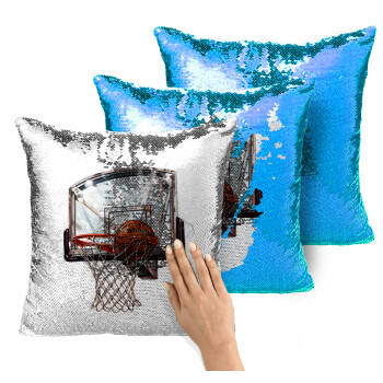 Basketball, Μαξιλάρι καναπέ Μαγικό Μπλε με πούλιες 40x40cm περιέχεται το γέμισμα