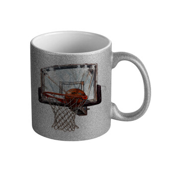 Basketball, Κούπα Ασημένια Glitter που γυαλίζει, κεραμική, 330ml
