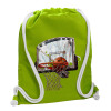 Τσάντα πλάτης πουγκί GYMBAG LIME GREEN, με τσέπη (40x48cm) & χονδρά κορδόνια
