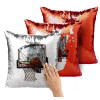 Μαξιλάρι καναπέ Μαγικό Κόκκινο με πούλιες 40x40cm περιέχεται το γέμισμα