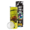 Neon Yellow Travel Tumbler θερμό, μεταλλικό καλαμάκι(Ανωξείδωτο 304 Food grade, BPA free, 600ml)