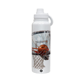 Basketball, 1L Stainless Steel Thermal Bottle with Phone Holder & Double Wall Insulation