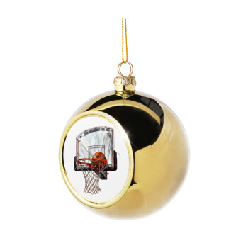 Basketball, Golden Christmas tree ball ornament 8cm