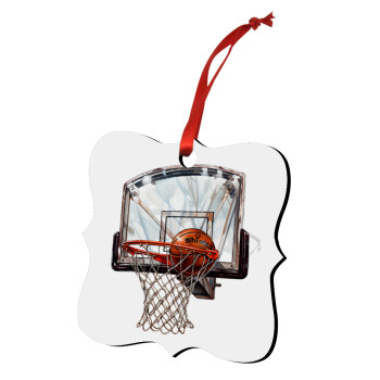 Basketball, Χριστουγεννιάτικο στολίδι polygon ξύλινο 7.5cm