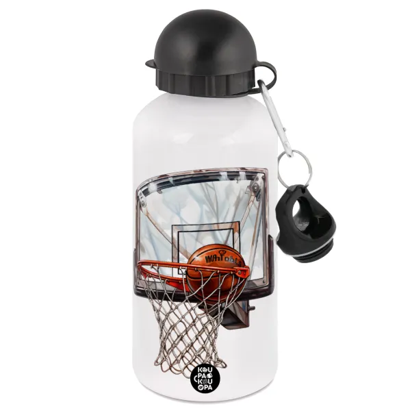 Basketball — Metal water bottle, White, aluminum 500ml