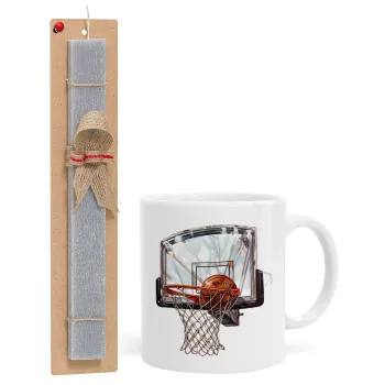 Basketball, Easter Set, Ceramic Cup (330ml) & Easter aromatic flat candle (30cm) (GRAY)