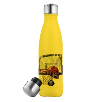 Basketball, Yellow Stainless Steel Metallic Thermos, double-walled, 500ml