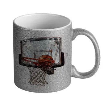 Basketball, Κούπα Ασημένια Glitter που γυαλίζει, κεραμική, 330ml