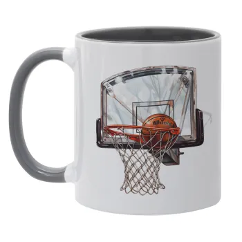 Basketball, Κούπα χρωματιστή γκρι, κεραμική, 330ml