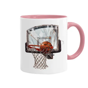 Basketball, Κούπα χρωματιστή ροζ, κεραμική, 330ml