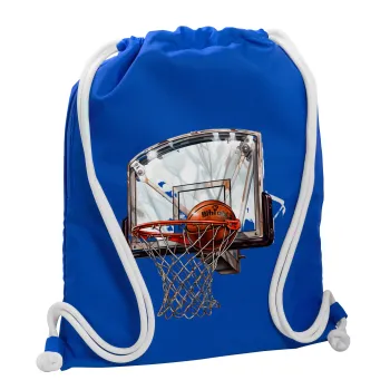 Basketball, Backpack pouch GYMBAG Blue, with pocket (40x48cm) & thick cords