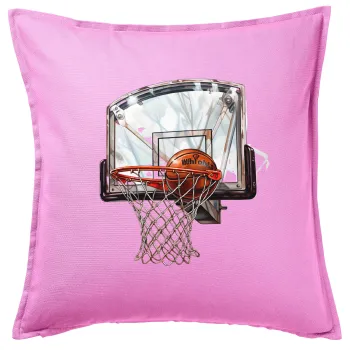 Basketball, Μαξιλάρι καναπέ ΡΟΖ 100% βαμβάκι, περιέχεται το γέμισμα (50x50cm)