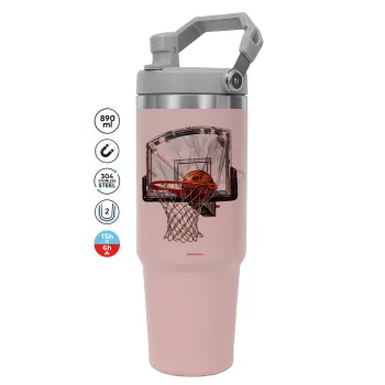 Basketball, Pink color, 890ml (30oz) stainless Steel Tumbler with Handle