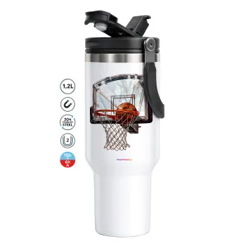 Basketball, Mega Tumbler με καπάκι, διπλού τοιχώματος (θερμό) 1,2L