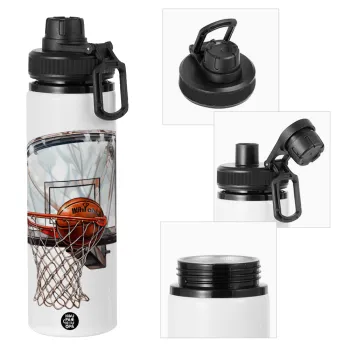 Basketball, Metal water bottle with safety cap, aluminum 850ml