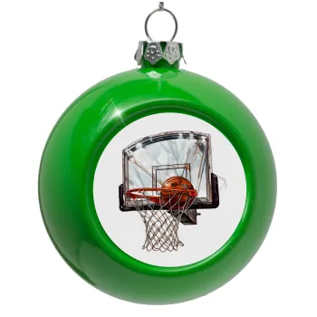 Basketball, Green Christmas tree ornament bauble 8cm