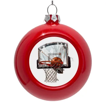Basketball, Στολίδι Χριστουγεννιάτικη μπάλα δένδρου Κόκκινη 8cm
