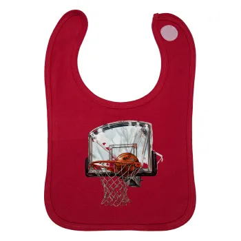 Basketball, Σαλιάρα με Σκρατς Κόκκινη 100% Organic Cotton (0-18 months)