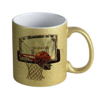 Basketball, Κούπα Χρυσή Glitter που γυαλίζει, κεραμική, 330ml