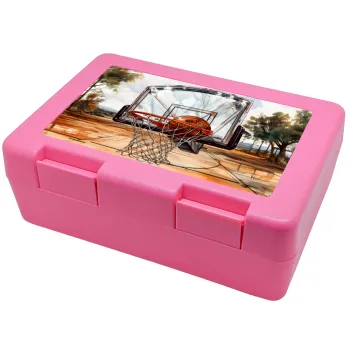 Basketball, Παιδικό δοχείο κολατσιού ΡΟΖ 185x128x65mm (BPA free πλαστικό)