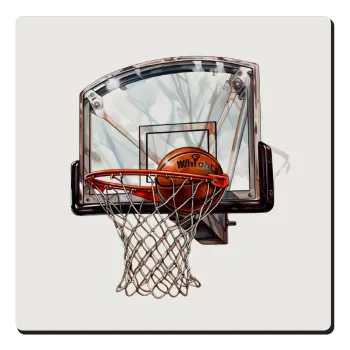 Basketball, Τετράγωνο μαγνητάκι ξύλινο 6x6cm