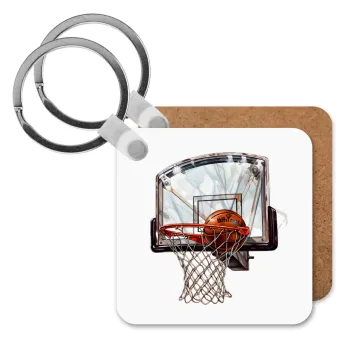 Basketball, Μπρελόκ Ξύλινο τετράγωνο MDF