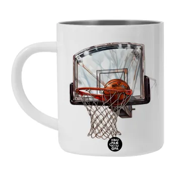 Basketball, BIG Mug Stainless steel double wall (450ml, White)