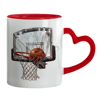 Basketball, Mug heart red handle, ceramic, 330ml