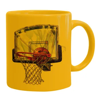 Basketball, Ceramic coffee mug yellow, 330ml