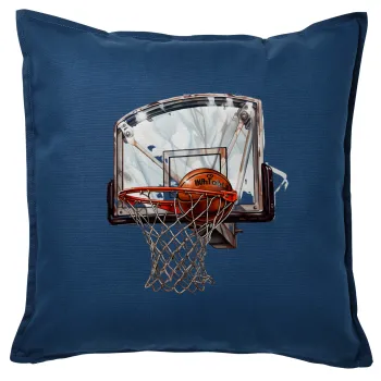 Basketball, Μαξιλάρι καναπέ Μπλε 100% βαμβάκι, περιέχεται το γέμισμα (50x50cm)