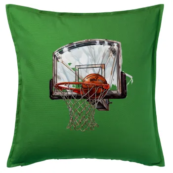 Basketball, Μαξιλάρι καναπέ Πράσινο 100% βαμβάκι, περιέχεται το γέμισμα (50x50cm)