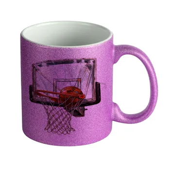Basketball, Κούπα Μωβ Glitter που γυαλίζει, κεραμική, 330ml