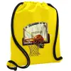 Τσάντα πλάτης πουγκί GYMBAG Κίτρινη, με τσέπη (40x48cm) & χονδρά κορδόνια