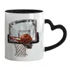 Mug heart black handle, ceramic, 330ml