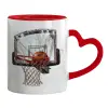 Mug heart red handle, ceramic, 330ml