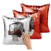 Μαξιλάρι καναπέ Μαγικό Κόκκινο με πούλιες 40x40cm περιέχεται το γέμισμα