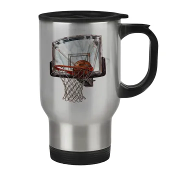 Basketball, Stainless steel travel mug with lid, double wall 450ml