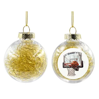 Basketball, Transparent Christmas tree ball ornament with gold filling 8cm