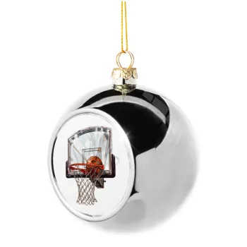 Basketball, Silver 8cm Christmas tree ball ornament
