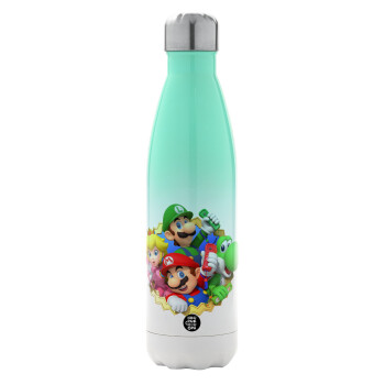 Super mario and Friends, Metal mug thermos Green/White (Stainless steel), double wall, 500ml