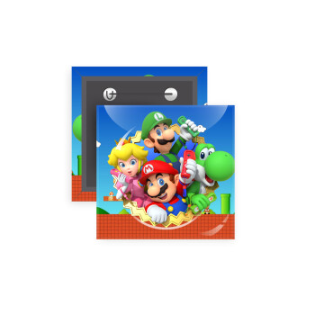 Super mario and Friends, Κονκάρδα παραμάνα τετράγωνη 5x5cm
